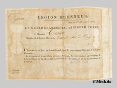 France, Republic. A Legion of Honour Award Document, Awarded To Sir Cestori 1873