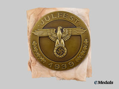 Germany, SS. A Mint 1939 Yule Festival Table Medal to Oberabschnitt Ost, by Deschler & Sohn