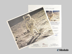 United States. A Signed Studio Print of Apollo 11 Astronaut Edwin “Buzz” Aldrin Junio Walking on the Moon
