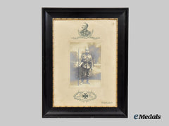 Germany, Imperial. A Large Framed Wartime Portrait of a Decorated Bavarian Solder in Full Kit