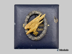 Germany, Luftwaffe. A Fallschirmjäger Badge, with Case, by Imme & Sohn