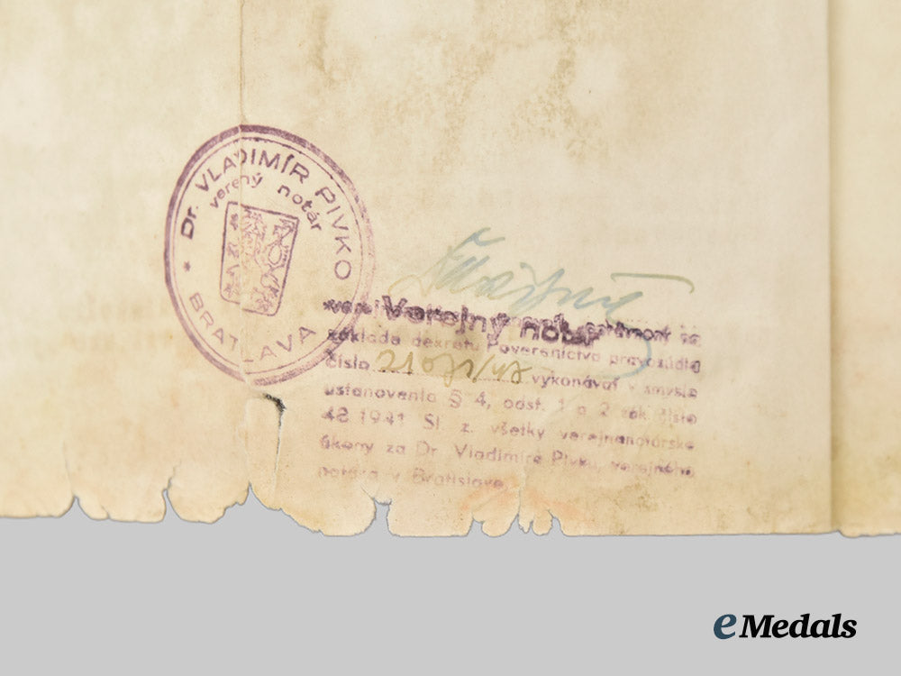 czechoslovakia,_republic._an_affidavit_testifying_to_the_actions_of_frantisek_vojtisek_during_w_w2.___m_n_c3954