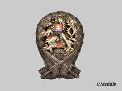 Czechoslovakia, Republic.  A Military School Graduation Badge in Silver, by Karnet & Kysely, Praha
