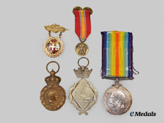 International. A Lot of Five Medals & Badges