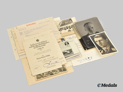 Germany, Luftwaffe. A Mixed Lot of Award Documents and Paper Items from the Estate of Hauptmann Walther Glöckel