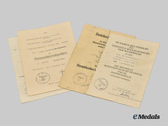 Germany, Heer. A Mixed Lot of Award Documents for Eastern Front Artillery and Feldgendarmerie Service