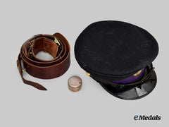 Canada, Commonwealth. A Chaplain Service Officer's Cap, Uniform Belt and Communion Wafer Container