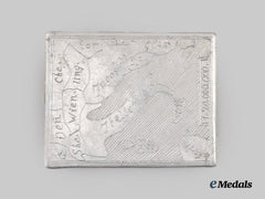 Germany, Luftwaffe. A Grumello del Piano POW Camp Guard Trench Art Cigarette Case
