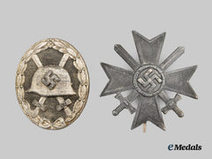 Germany, Third Reich. A Lot of Two Medals and Awards (War Merit Cross/Wound Badge)