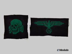 Germany, SS. A Rare and Mint Set of Waffen-SS Camouflage Field Cap Insignia
