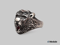 Germany, Third Reich. A Small Lion Head Ring in Silver