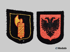 Germany, SS. A Lot of Two Waffen-SS Foreign Volunteer Sleeve Shields (Albanian / Italian)