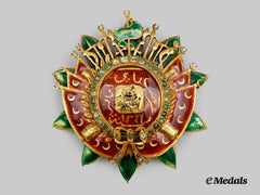 Tunisia, French Protectorate. An Extremely Rare Order of Nichan al-Ahd al-Aman, I Class Star in Gold and Emeralds, c.1905