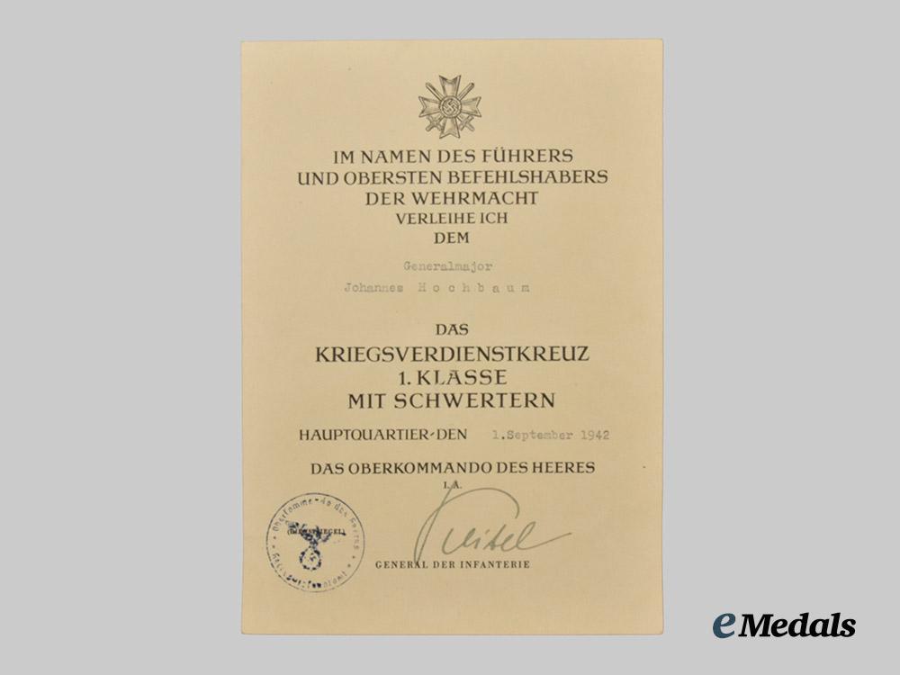 germany,_heer._a_pair_of_award_documents_to_generalmajor_johannes_hochbaum,_commander_in_occupied_franc___m_n_c5078