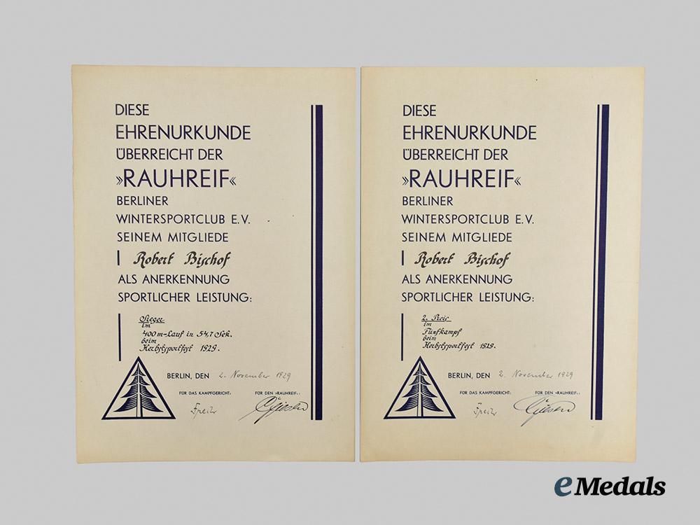germany,_weimar_republic._a_mixed_lot_of_sports_certificates_and_documents_to_robert_bischof,_german_olympic_committee___m_n_c5102