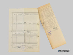 Germany, SS. A Waffen-SS Muster Roll Document to Sturmmann Paul Schliwa, 6th SS Mountain Division Nord