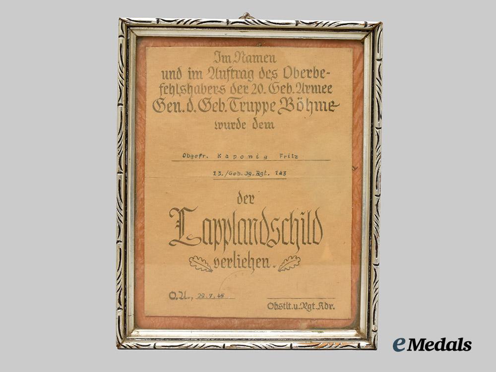 germany,_heer._a_lapland_shield_award_document_to_obergefreiter_fritz_kaponig,_gebirgsjäger-_regiment143___m_n_c5232
