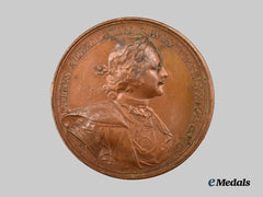 Russian, Imperial. A Medal for the Conquest of Livonia 1710 in Bronze, by Timofey Ivanov