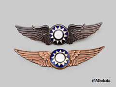 China, Republic. A Second War Air Force Pilot Badge and Cap Insignia