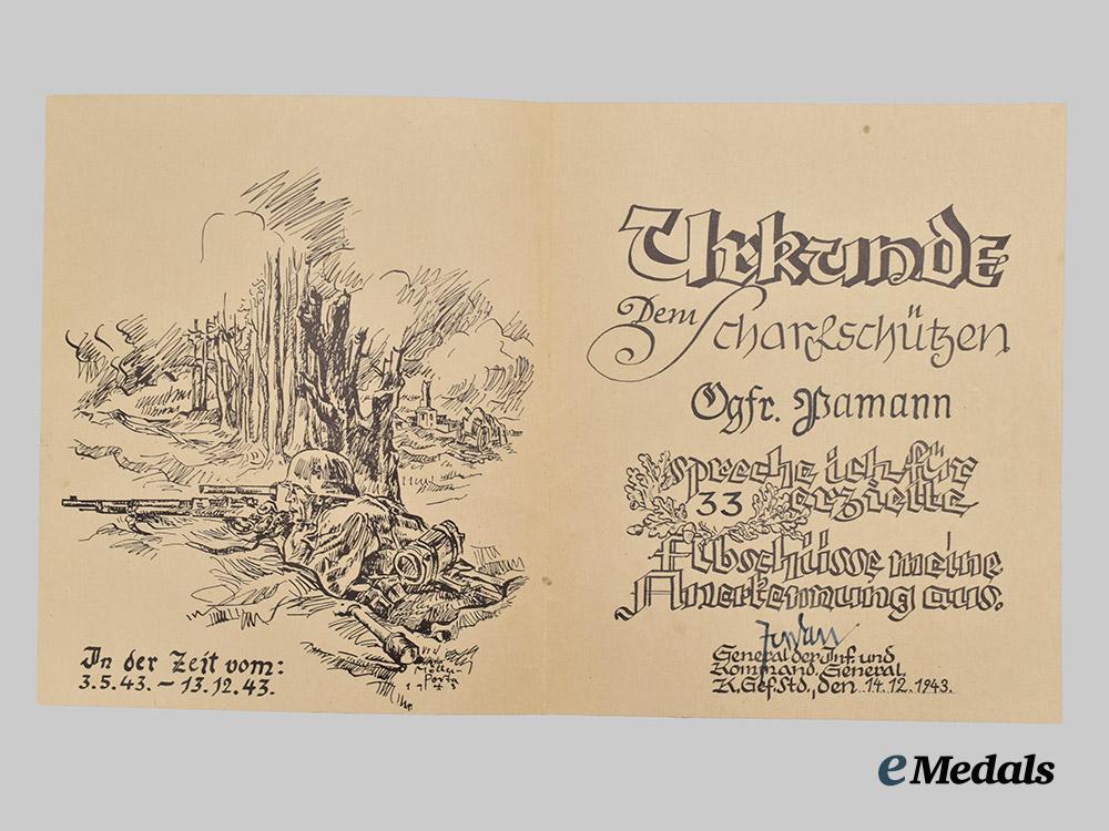 germany,_heer._the_award_documents_to_sniper_obergefreiter_august_pamann,33_confirmed_kills___m_n_c5480