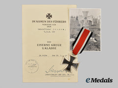 Germany, Heer. A 1939 Iron Cross II Class, with Award Document and Memorial Photo, to Unteroffizier WIlhelm Baarck