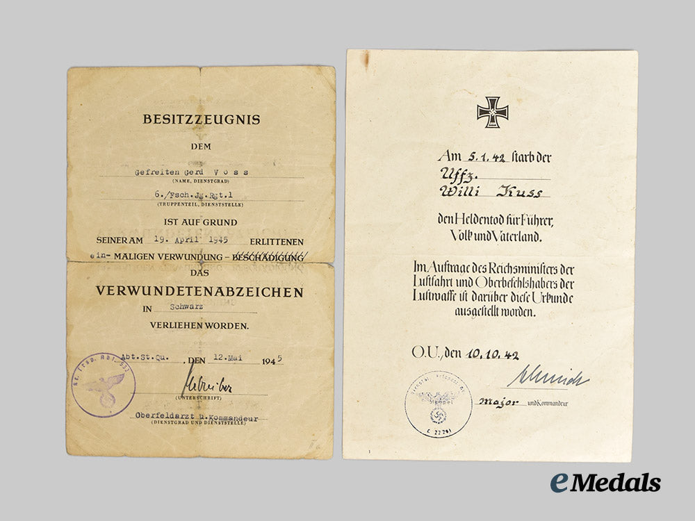 germany,_third_reich._a_lot_of_four_wound_badge_award_documents_and_death_announcement_certificates___m_n_c5649