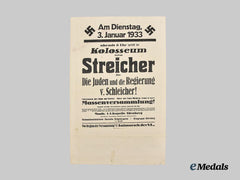 Germany, Third Reich. A 1933 Julius Streicher Rally Poster