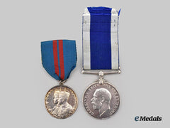 United Kingdom. A Naval Long Service and Good Conduct Medal and George Coronation Medal