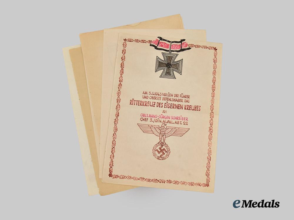 germany,_heer._a_set_of_commemorative_documents_to_oberleutnant_hans-_jürgen_schreiber,_knight’s_cross_of_the_iron_cross___m_n_c6256