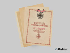 Germany, Heer. A Set of Commemorative Documents to Oberleutnant Hans-Jürgen Schreiber, Knight’s Cross of the Iron Cross