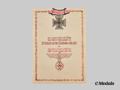 germany,_heer._a_set_of_commemorative_documents_to_oberleutnant_hans-_jürgen_schreiber,_knight’s_cross_of_the_iron_cross___m_n_c6257