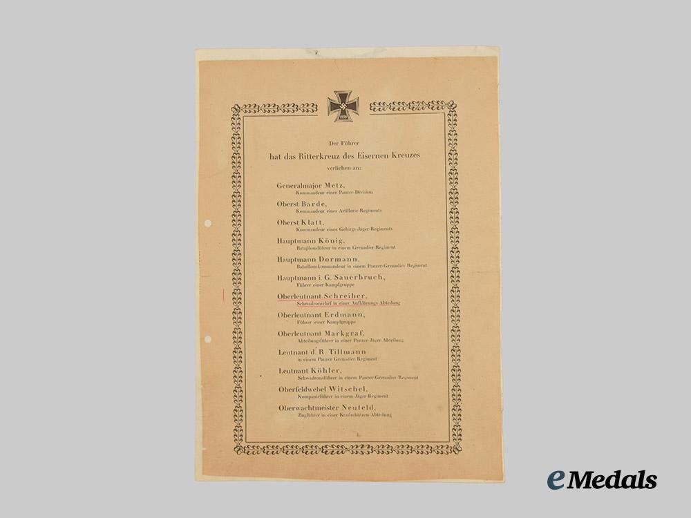 germany,_heer._a_set_of_commemorative_documents_to_oberleutnant_hans-_jürgen_schreiber,_knight’s_cross_of_the_iron_cross___m_n_c6258