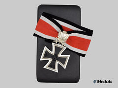Germany, Federal Republic. A Knight’s Cross of the Iron Cross with Oak Leaves, Swords, and Case, Exhibition Example by Rudolf Souval, c. 1980