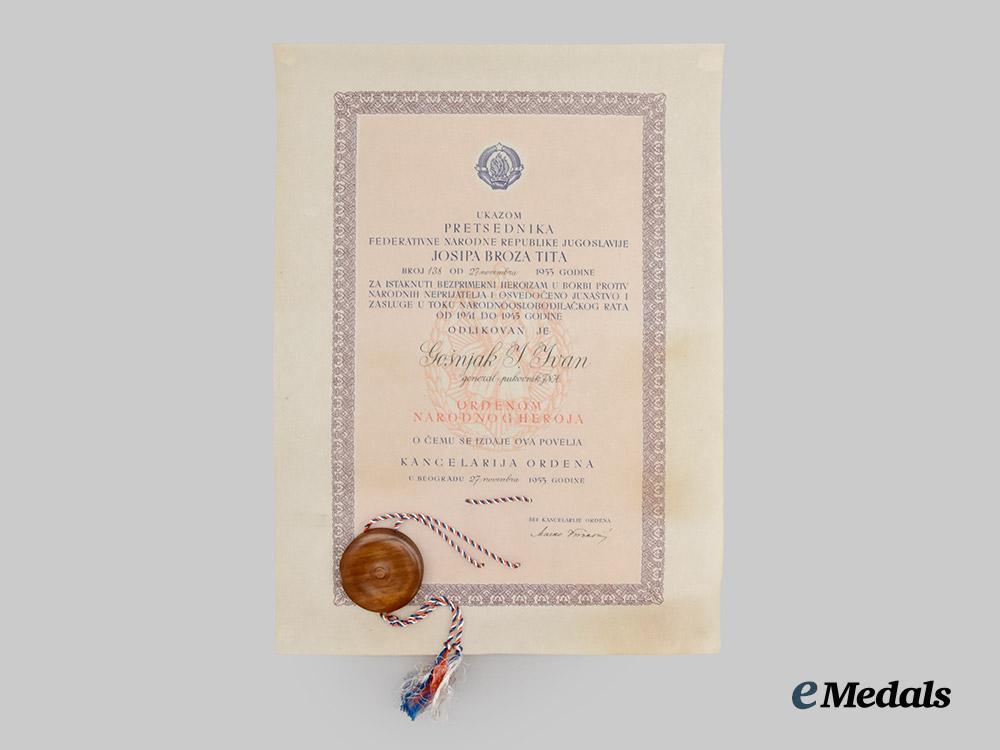 yugoslavia,_republic._an_award_document_for_an_order_of_the_people_to_national_hero_of_yugoslavia_ivan_i._gošnjak,1953___m_n_c6622