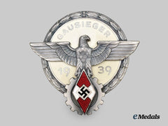 Germany, HJ. A 1939 National Trade Competition Victor’s Badge, Silver Grade, by Gustav Brehmer