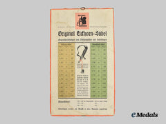 Germany. An Official Eickhorn Sword Length Reference Table for Weapon Shops