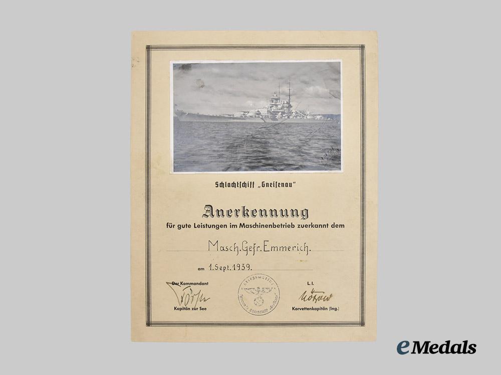 germany,_kriegsmarine._a_recognition_document_to_maschinengefreiter_emmerich,_battleship_gneisenau,_c.1939___m_n_c6763