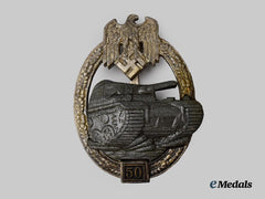 Germany, Wehrmacht. A Rare Panzer Assault Badge, Special Grade for 50 Engagements, by Josef Feix & Söhne