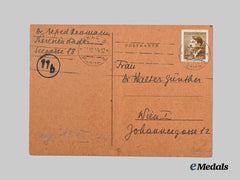 Germany, Third Reich. A Theresienstadt Inmate’s Aid Package Gratitude Card