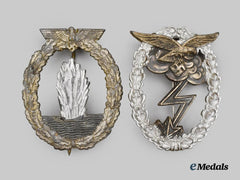 Germany, Luftwaffe. A Ground Assault Badge (Osang) & Kriegsmarine Minesweeper War Badge (Souval)