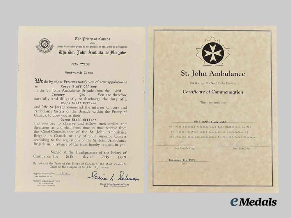 canada,_commonwealth._a_lot_of_st._john_ambulance_awards_and_documents_to_jean_tyios,_hamilton,_ontario_cadet_officer___m_n_c7347
