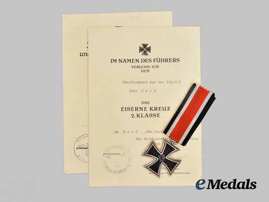 germany,_kriegsmarine._a_pair_of1939_iron_cross_award_documents,_with_i_i_class_award,_to_oberleutnant_zur_see_otto_keil___m_n_c7450