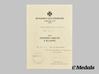 germany,_kriegsmarine._a_pair_of1939_iron_cross_award_documents,_with_i_i_class_award,_to_oberleutnant_zur_see_otto_keil___m_n_c7452