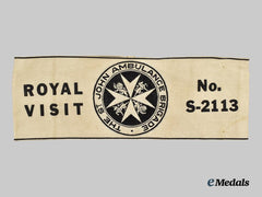 Canada, Commonwealth. A Rare St. John Ambulance Brigade Royal Visit Personnel Armband