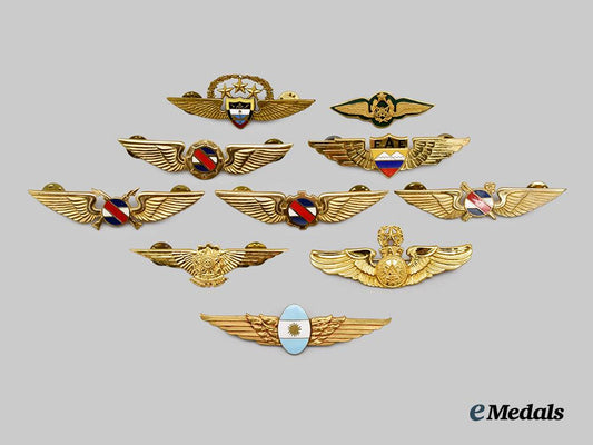 argentina,_brazil,_chile,_colombia,_ecuador,_el_salvador,_uruguay._lot_of_ten_central_and_south_american_air_force_badges___m_n_c7537