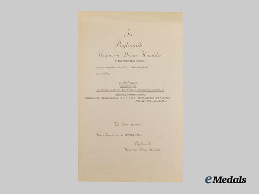 croatia._award_doc._to_general_der_panzertruppen_von_paulus___m_n_c8015