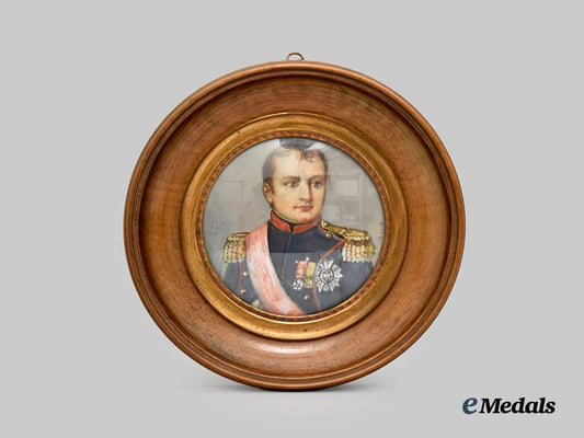 france,_second_republic._a_framed_hand-_painted_portrait_of_emperor_of_france_napoleon_bonaparte,_c.1850___m_n_c8037