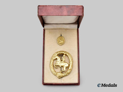 germany,_third_reich._a_rare_and_mint_german_horseman’s_badge,_gold_grade_with_miniature_and_case,_by_l._christian_lauer___m_n_c8263