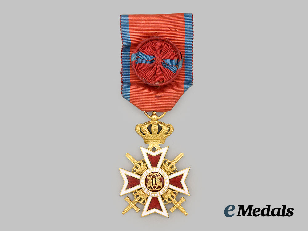 romania,_kingdom._an_order_of_the_crown_of_romania,_officer’s_cross_with_swords___m_n_c8338