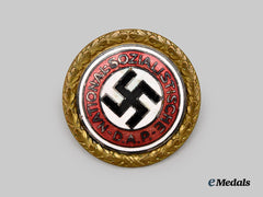Germany, NSDAP. A Golden Party Badge, Large Version by Deschler & Sohn, to Karl Wilhelm Bingel